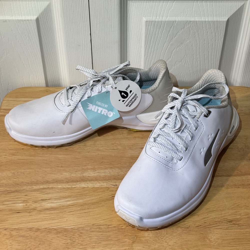 Puma Golf Phantomcat Nitro Shoes White Silver Waterproof 378939-03 Mens 7.5